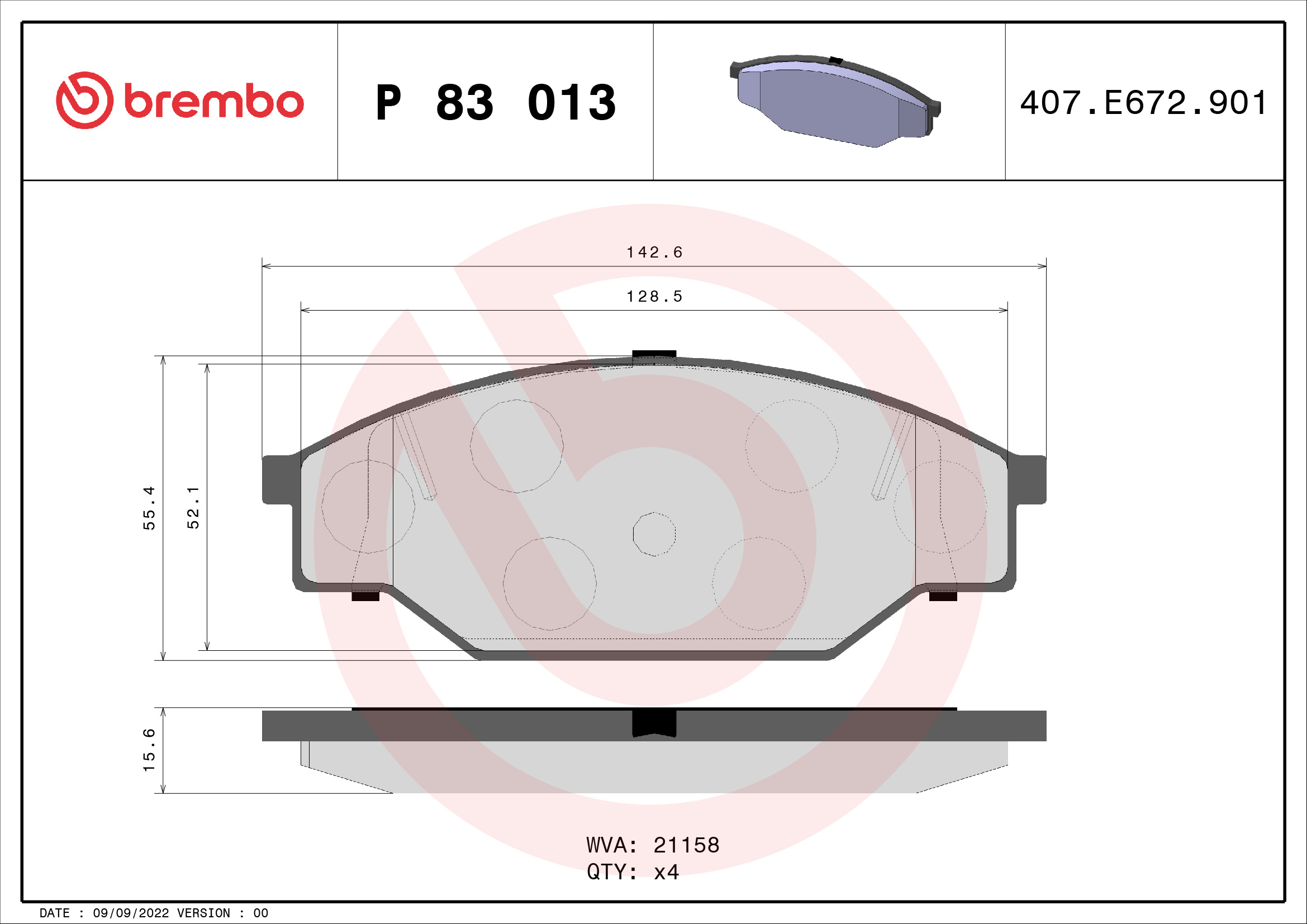 A.B.S. P 83 013 BREMBO Bremsbelagsatz, Scheibenbremse